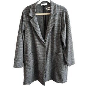 Philosophy Plaid Check Duster Jacket Coat Size 1X  XL Gray Black Classic Long